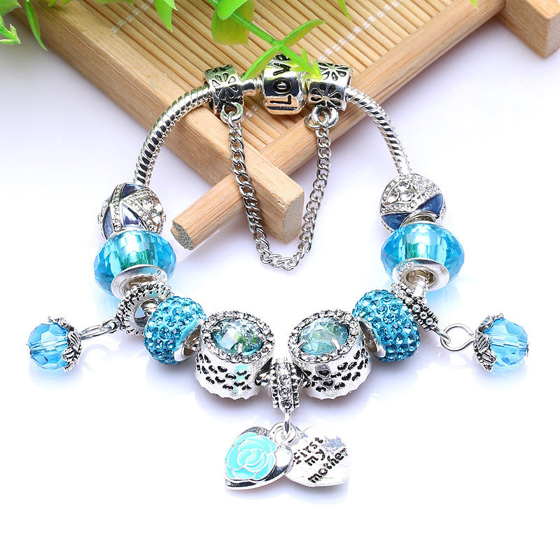 Silver Rhinestone Charm Bracelet