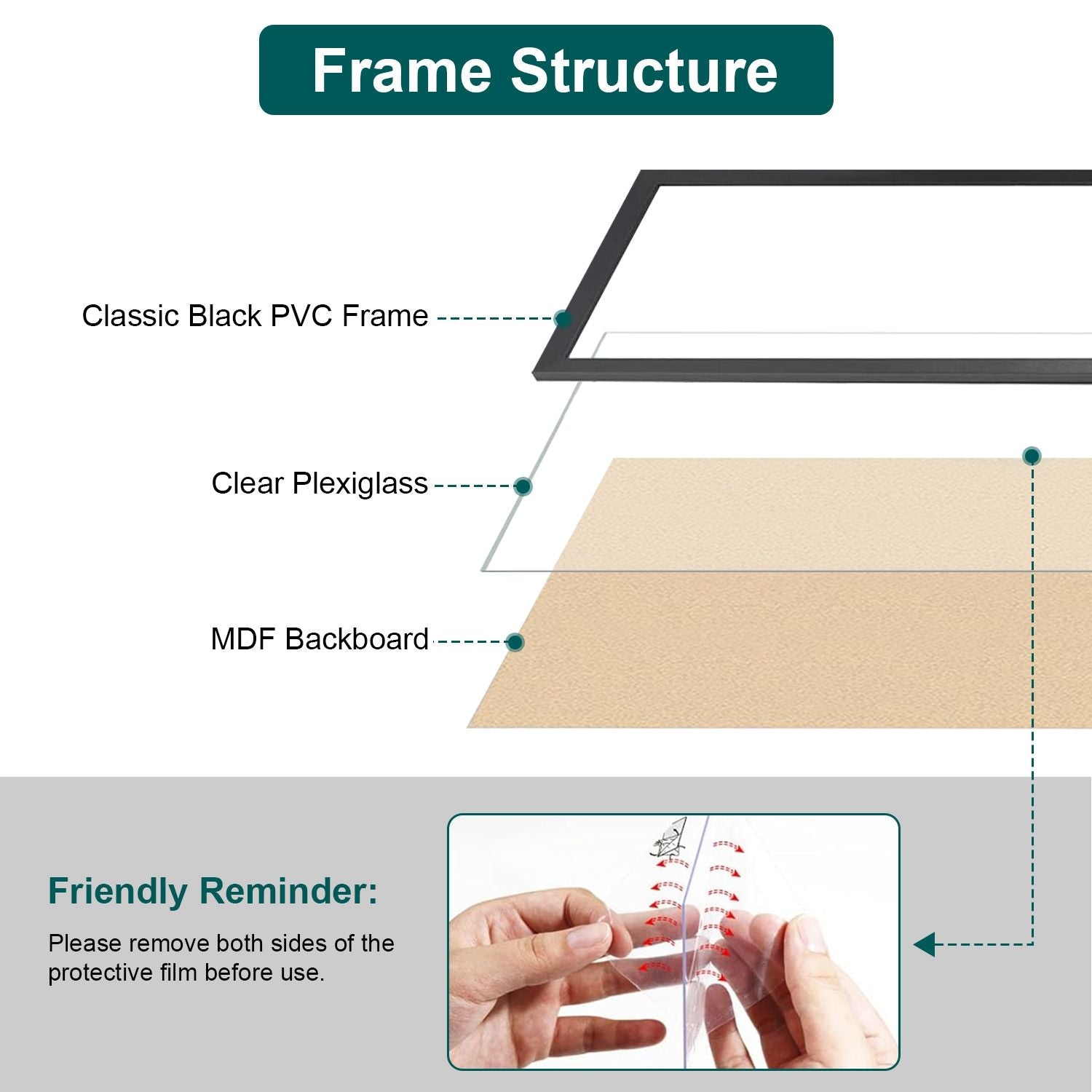 Dual Pack of Elegant 36.8x12.4 Inch Wall-Mount Picture Frames