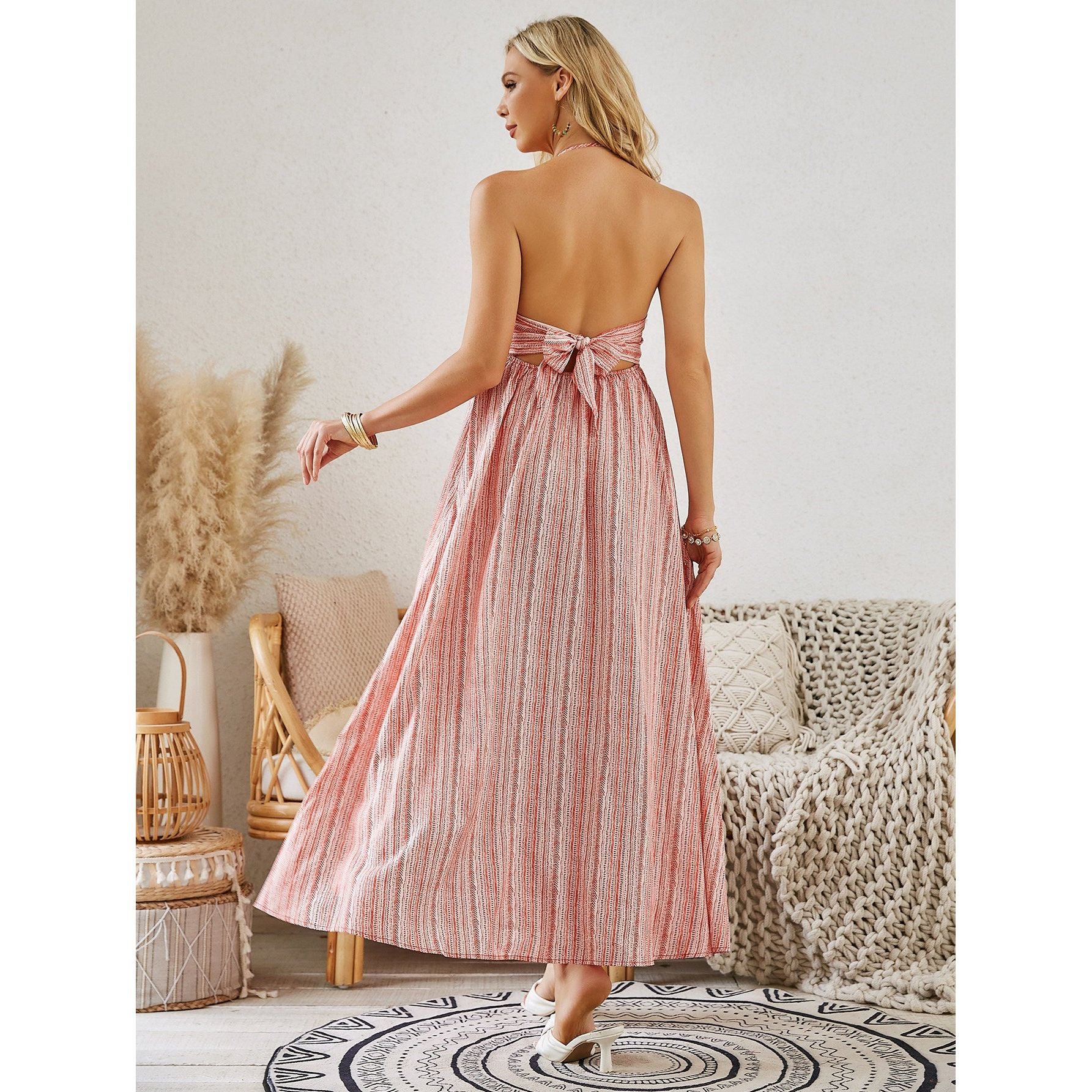 Bohemian Summer Halter Maxi Dress