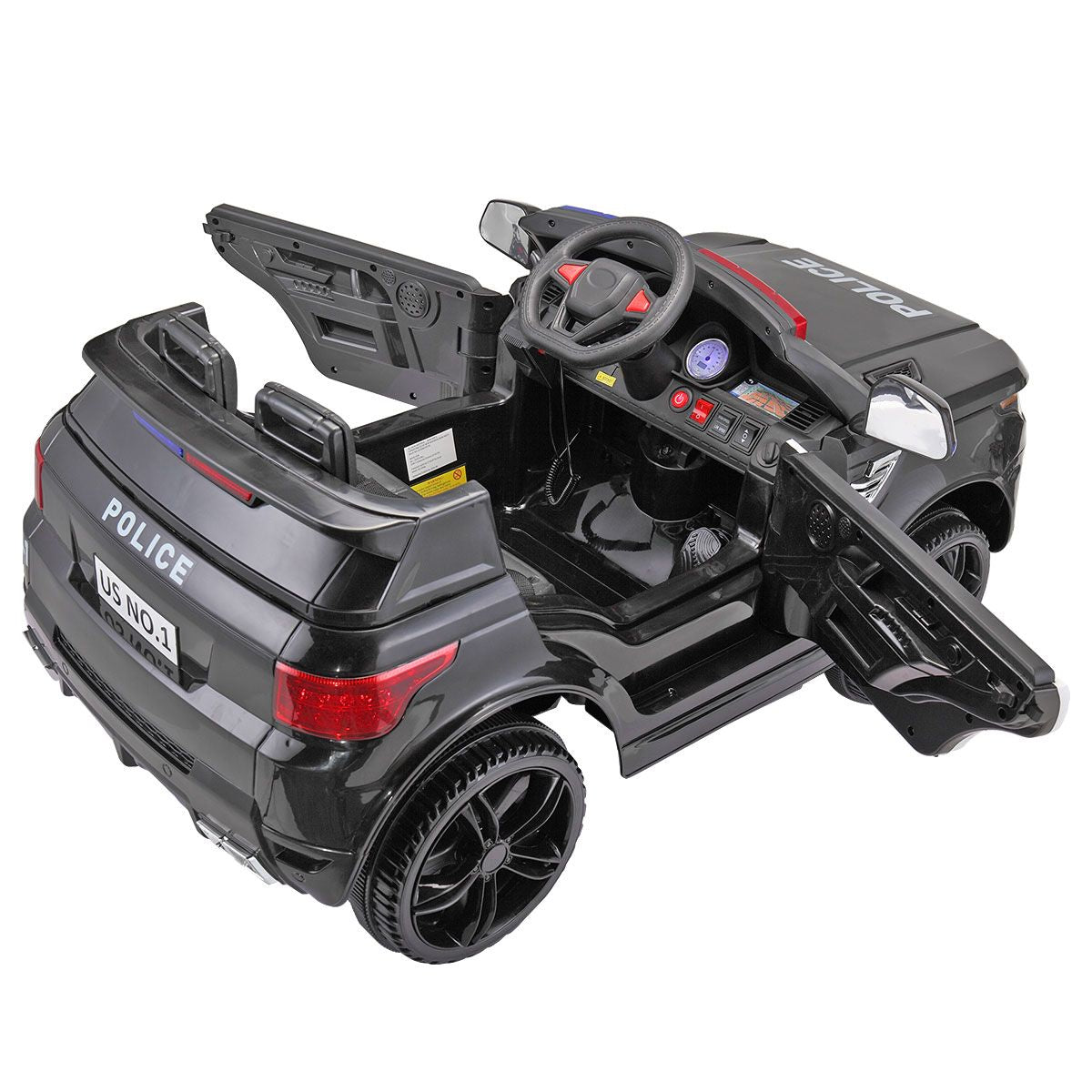 Kids' 12V Electric Police Cruiser with Remote Control, Sirens & Flashing Lights