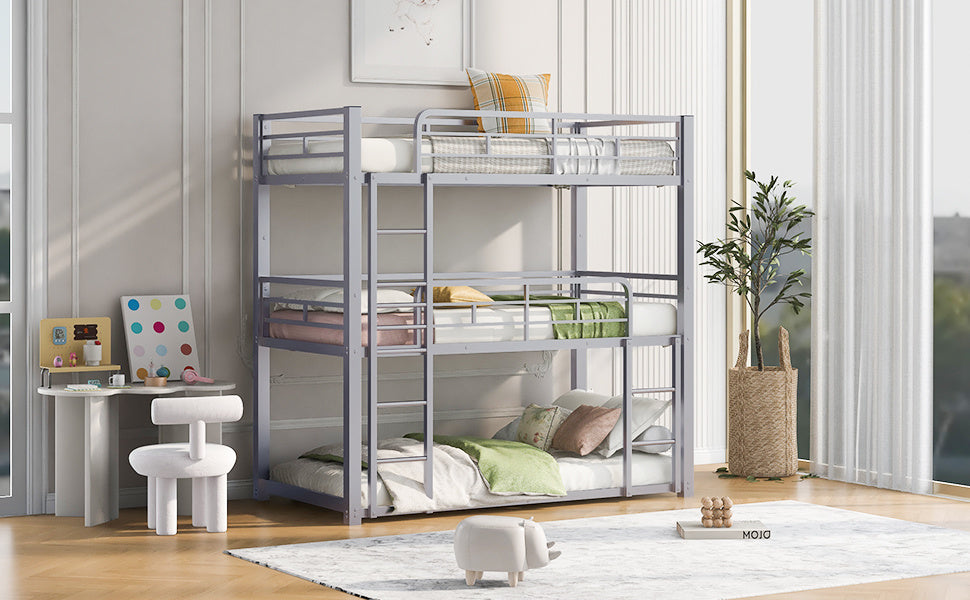 Space-Saving Metal Triple Twin Bunk Bed