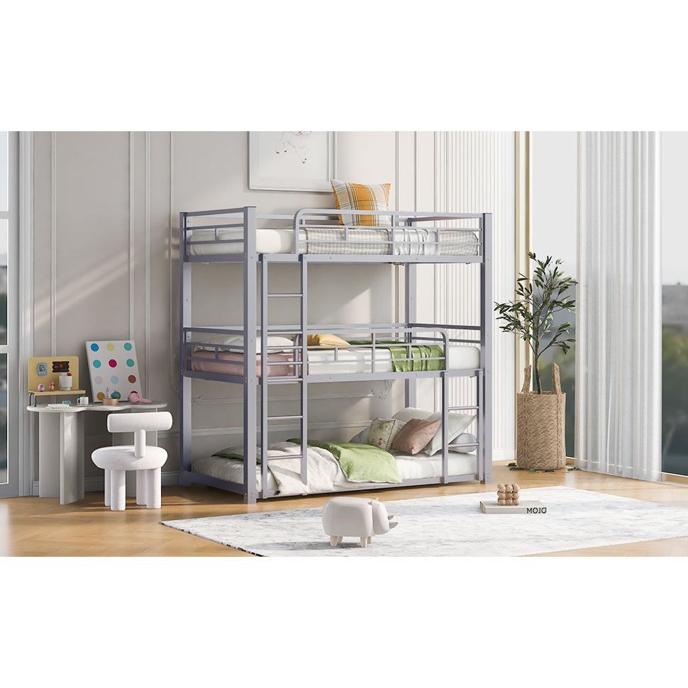 Space-Saving Metal Triple Twin Bunk Bed