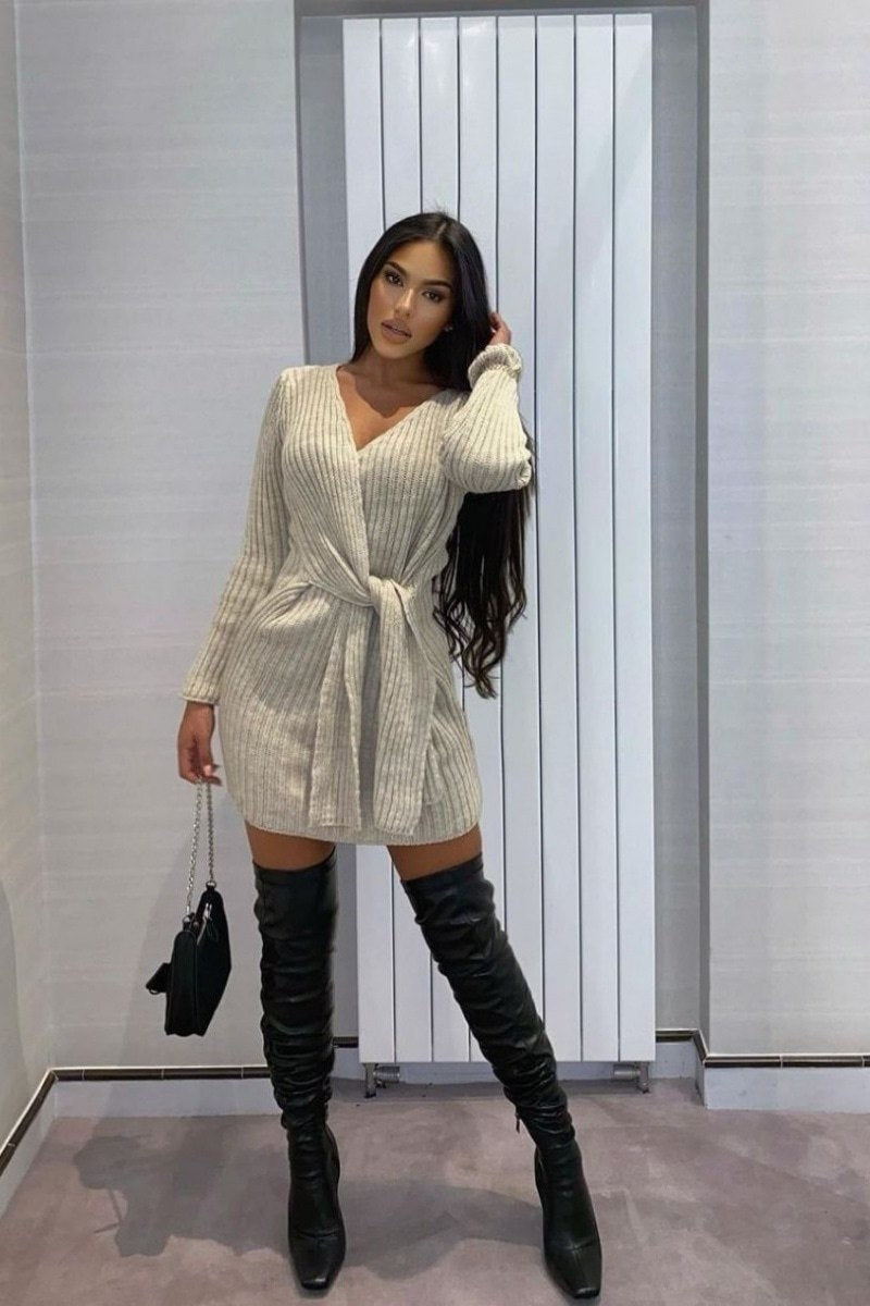 Wrapover Knitted Mini Dress