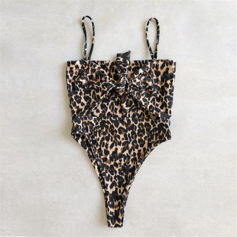 Wild Elegance Leopard Print One-Piece Swimsuit