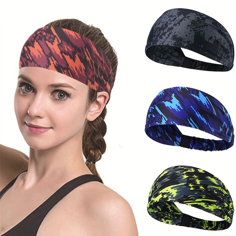 Camo Chic Stretchy Workout Headbands – Knotted, Sweat-Wicking Fitness Hairbands for Running and Yoga