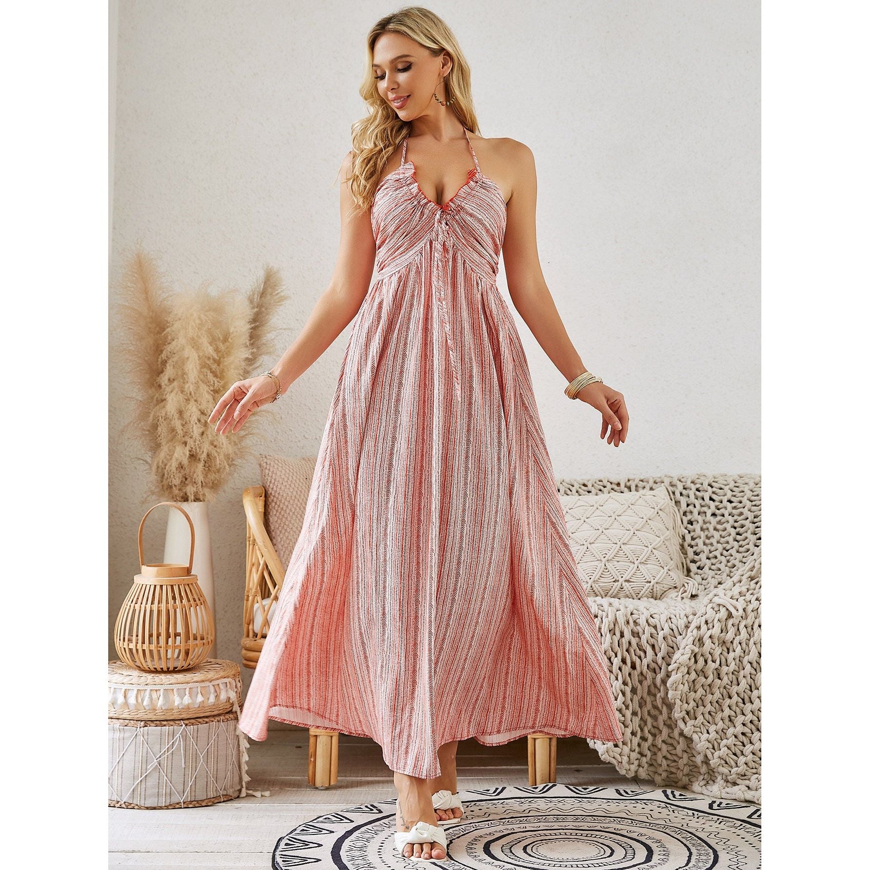 Bohemian Summer Halter Maxi Dress