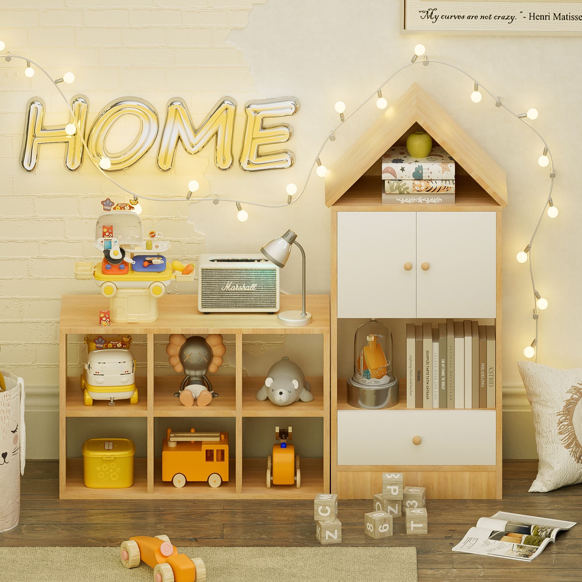 Playful House-Shaped Bookshelf for Kids
