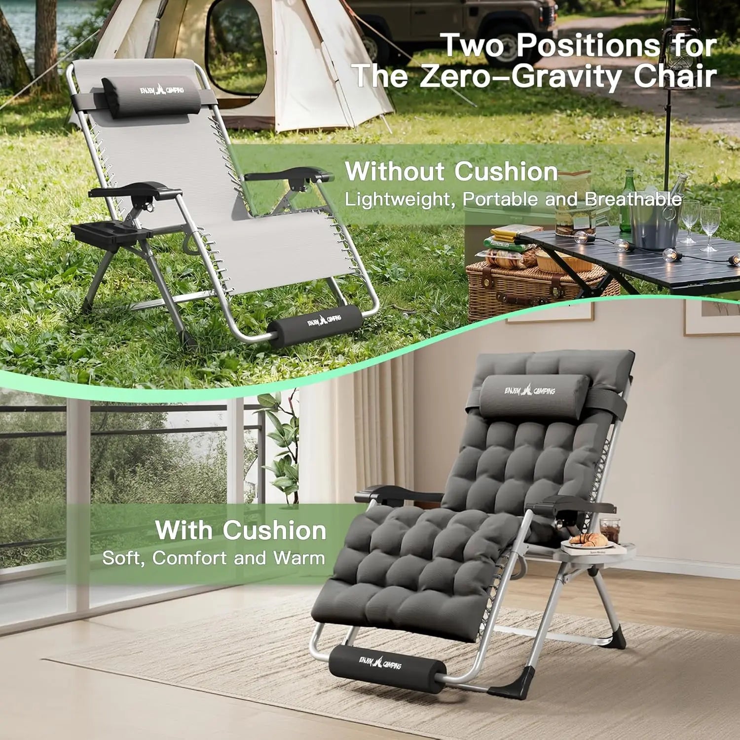 XL Oversized Zero Gravity Chair RemovableCushionHeadrest