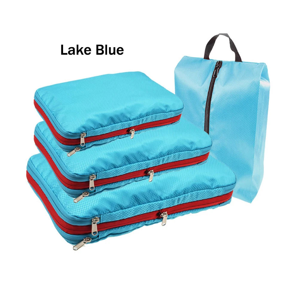 Essential Travel Compression Packing Cubes And Shoe Bag Set