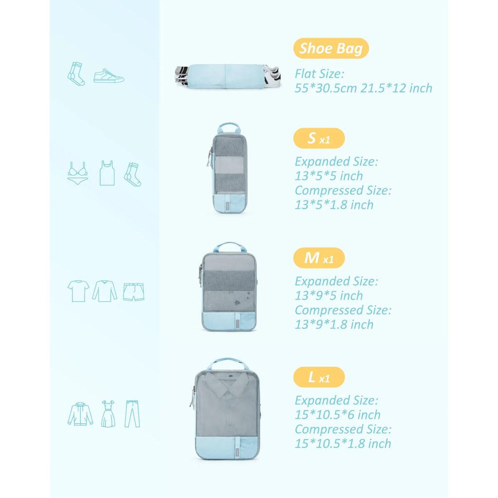 Bagsmart Compression Packing Cubes Travel Luggage Organizer