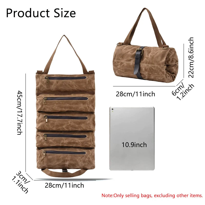 AllWeatherproof WaxedCanvas ToolRoll Bag Organizer