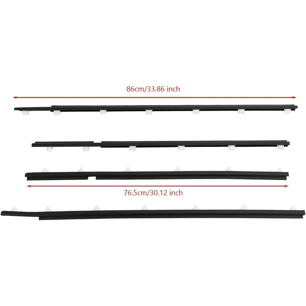 4 Pcs Black Moulding Door Belt Seal for Land Cruiser FJ80 1990 to 1998