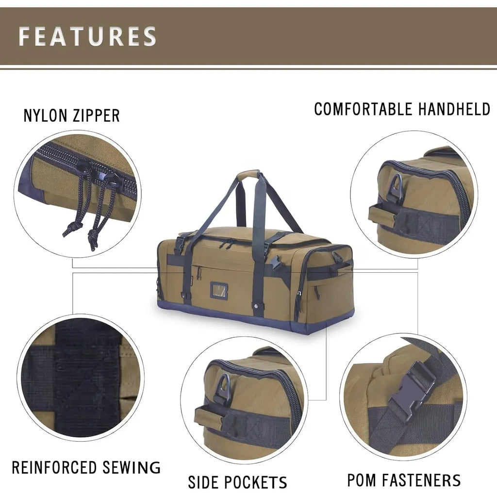 Foldable Heavy Duty Travel Duffle Bag With Shoe Pockets