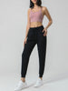 Nude Stretchy Drawstring Waist Leisure Trousers for All Seasons