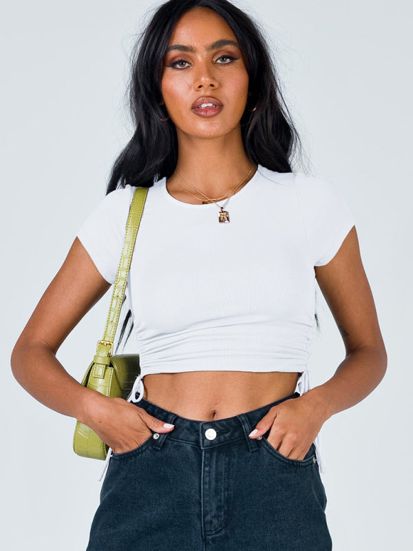 Trendy Tie-Front Short Sleeve Tee