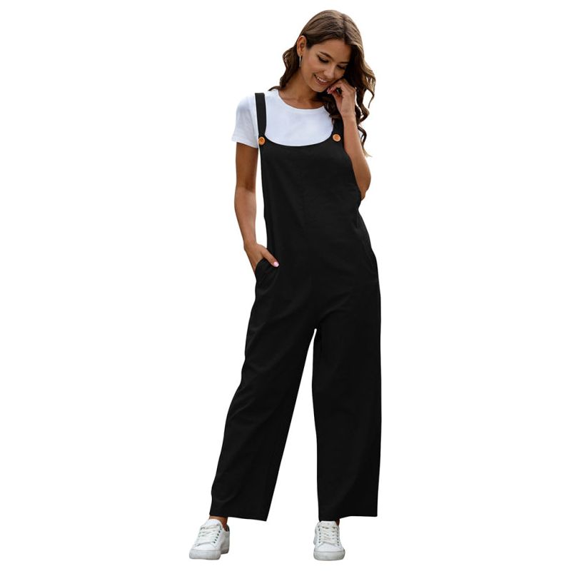 Women's Woven Retro Casual Long Overalls