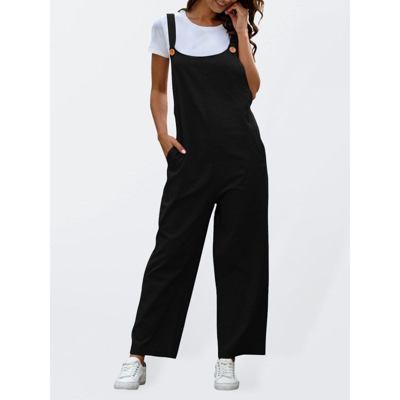 Women's Woven Retro Casual Long Overalls