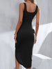 New Square Neck Strap Irregular Hem Suspender Dress Mid Skirt