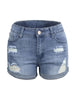 Women's Stretch Mid Rise Denim Shorts with Holes