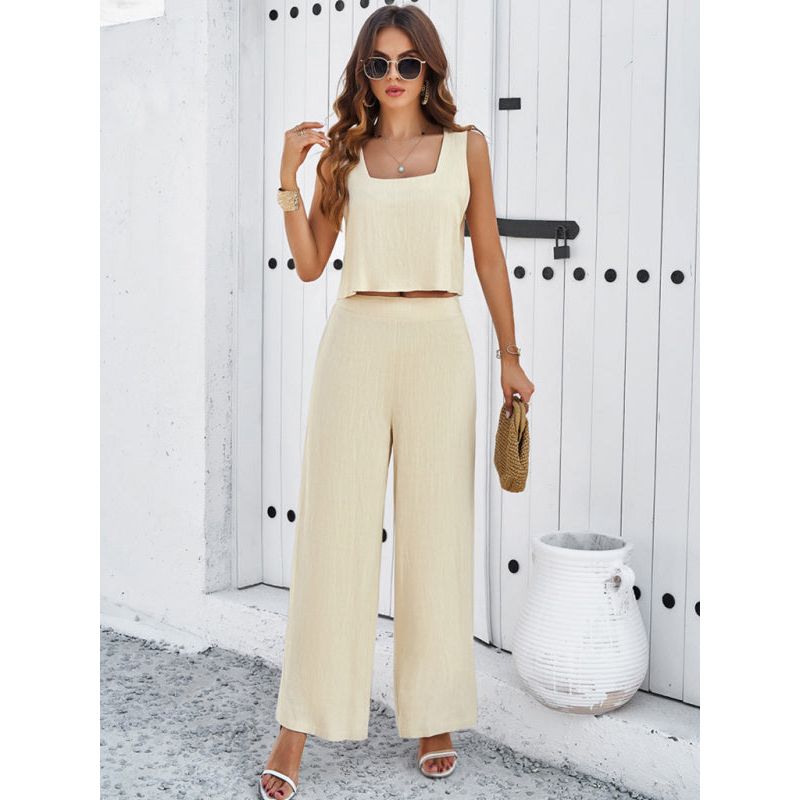 New casual sleeveless vest + trousers suit
