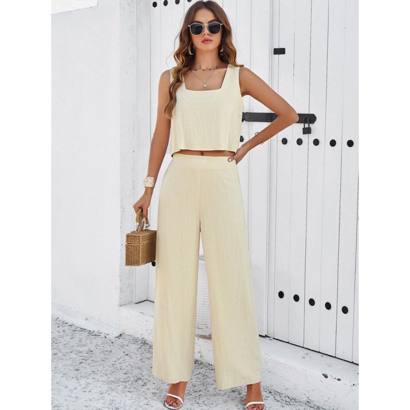 New casual sleeveless vest + trousers suit
