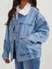 Cozy Fall & Winter Denim Jacket with Plush Fur Collar and Double Pockets