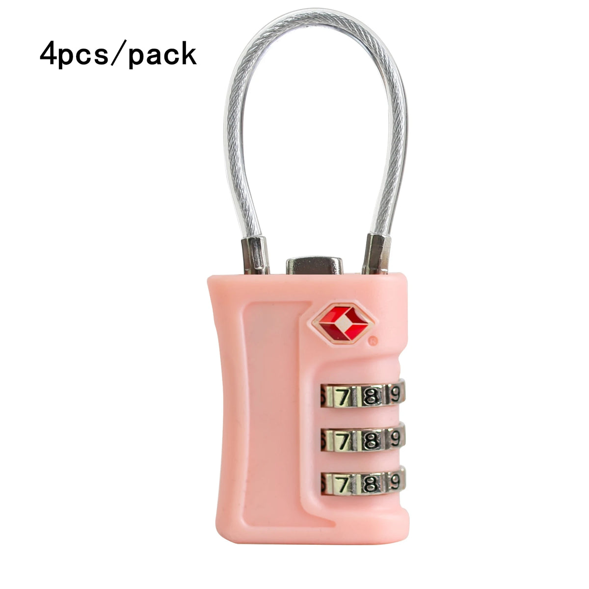 4 Pack TSA Customs Code Lock for Travel Luggage Password Changeable Black Lock Contrast Design Padlock 3 Digit Combination Lock