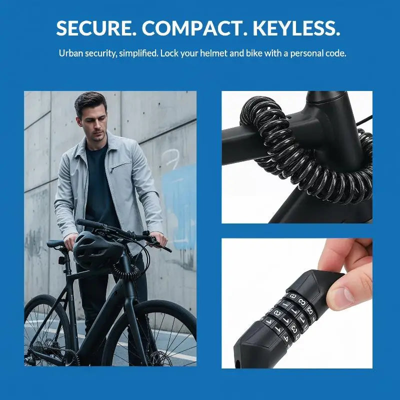 Motorcycle Helmet Combination Cable Lock AntiTheft