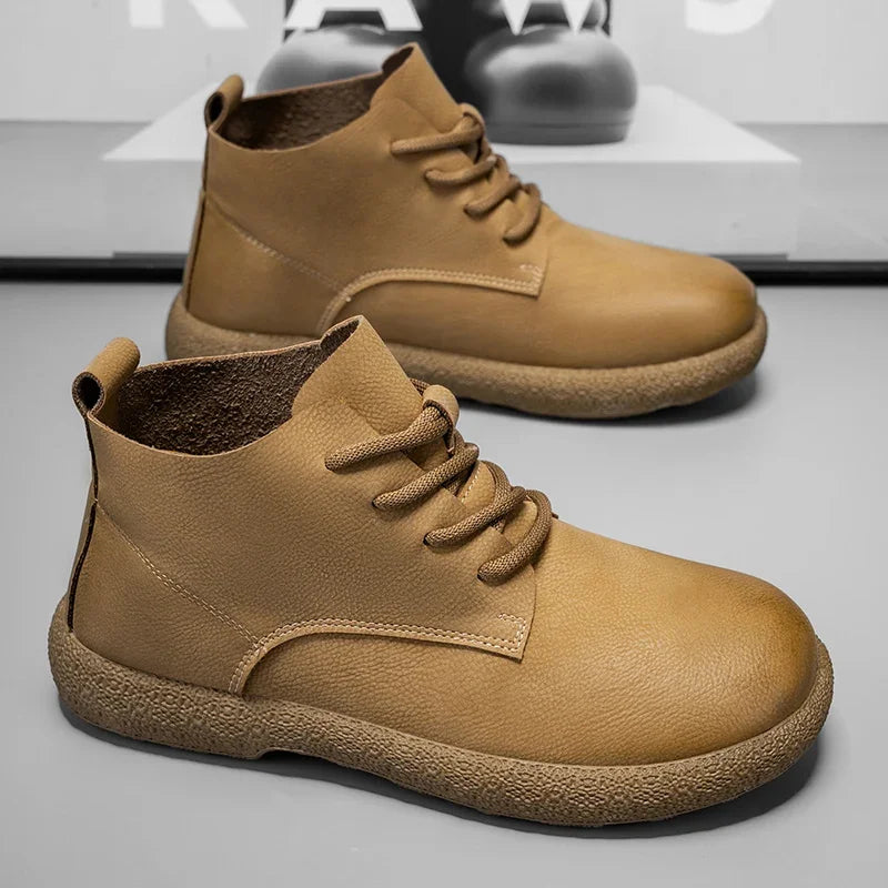 Professional Quality Leather Men Brown Aviation Boots