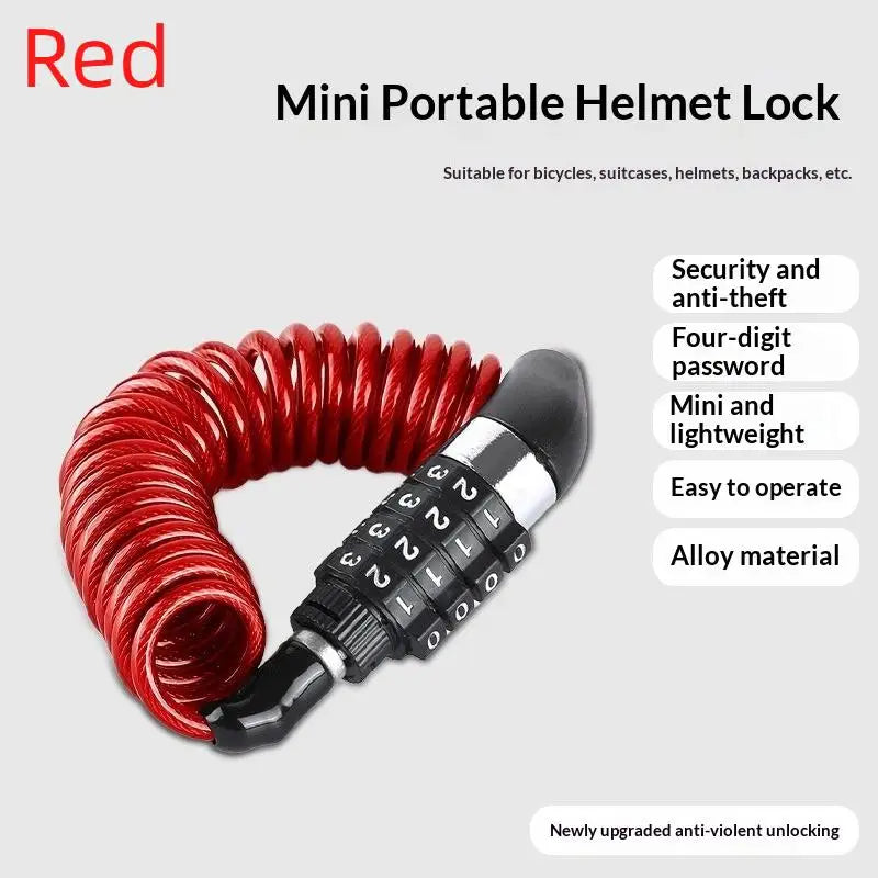 Motorcycle Helmet Combination Cable Lock AntiTheft