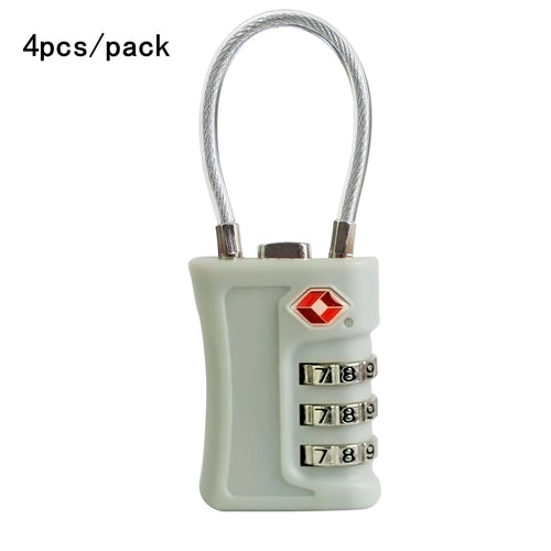 4 Pack TSA Customs Code Lock for Travel Luggage Password Changeable Black Lock Contrast Design Padlock 3 Digit Combination Lock
